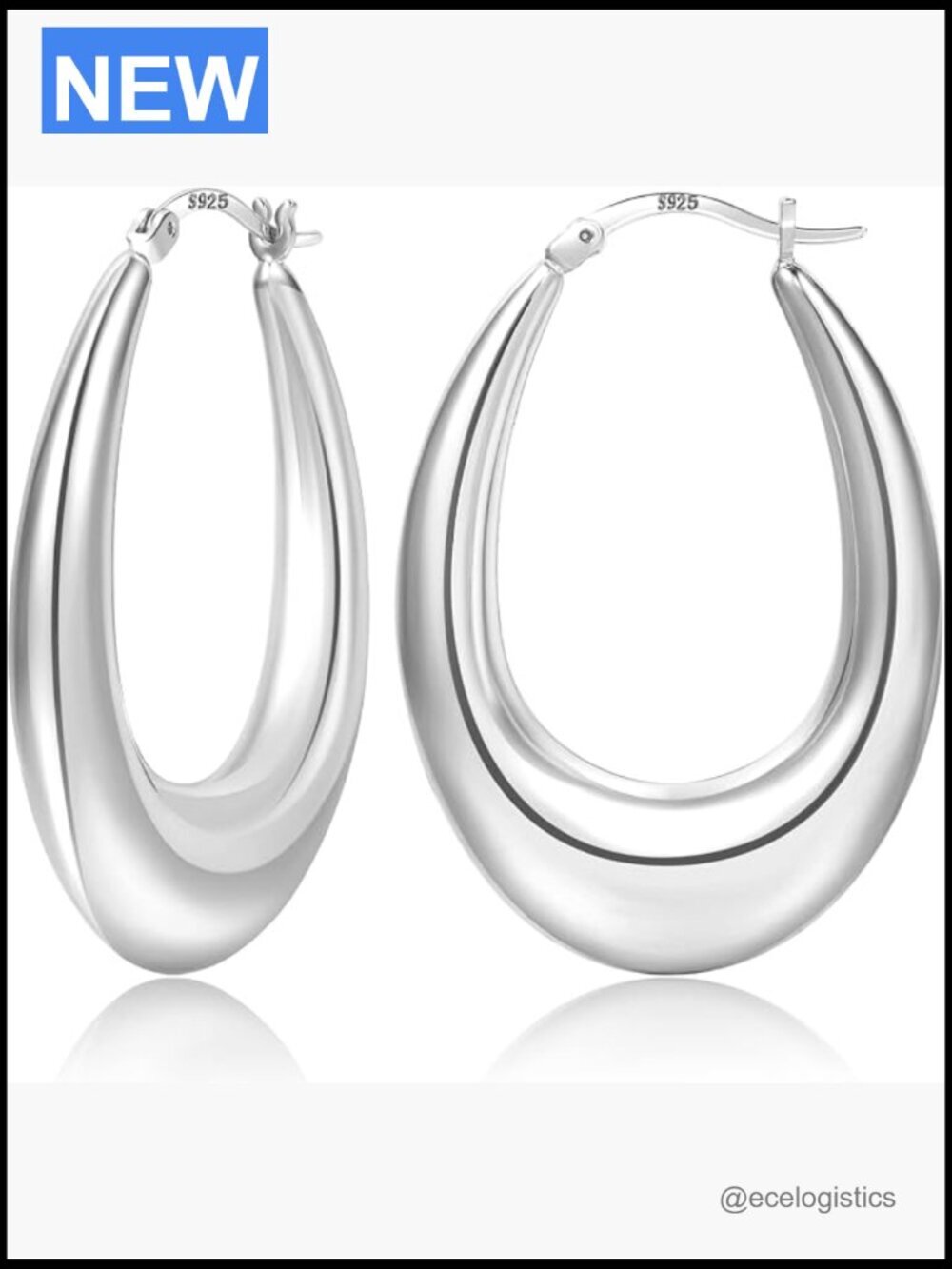 Chunky Sterling Silver Hoop Earrings Hypoallergenic Lightweight 30mm